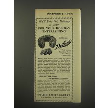 1956 Collin Street Bakery DeLuxe Fruit Cake Ad - We'll bake this delicacy