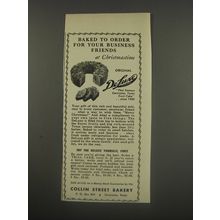 1956 Collin Street Bakery DeLuxe Fruit Cake Ad - Baked to order
