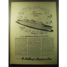 1960 Holland-America Line Cruise Ad - Fun around the clock