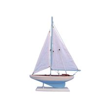 Pack Of 2] Wooden Light Blue Pacific Sailer Model Sailboat Decoration 17""