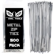 500 Pack of Stainless Steel Metal Zip Ties (Heavy Duty 11.8" Long & 200Lb Streng