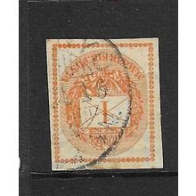 HUNGARY 1874 1k IMPERF NEWSPAPER STAMPE ORANGE USED SG N64