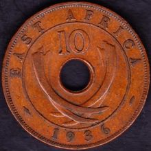 1936 KN Kenya (East Africa) 10 Cents Coin Edward VIII