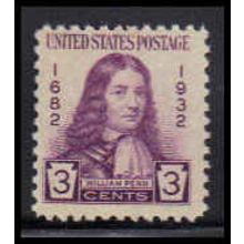 724 3c William Penn Just Clears MNH O3487