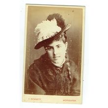 Victorian cdv photo young woman wearing hat Worcester photographer