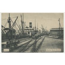 Argentina ROSARIO Muelles Puerto-Rosario. Railway Ships early 20th C. RPPC MRA 7