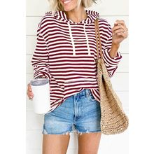 Biking Red Stripe Kangaroo Pocket Drawstring Hoodie