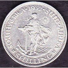 1932 South Africa 1 Shilling Silver Coin