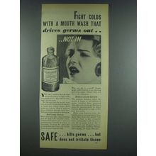 1933 Listerine Antiseptic Ad - Fight Colds
