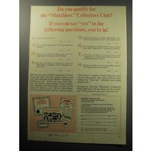 1967 Matchbox Collectors Club Ad - Do you qualify for the Matchbox club?