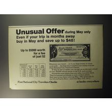 1971 First National City Travelers Checks Ad - Unusual offer during May only