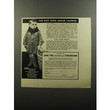 1956 Save the Children Federation Ad - The Boy who never laughs