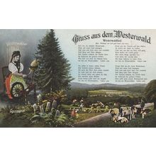 Gruss Aus Dem Westerwald German Old Poetry Farming Postcard