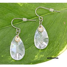 CZ Tear Drop Dangle Earrings - Clear - ER-ACQE4074A