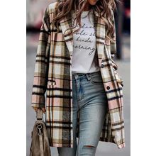 Pink Plaid Button Up Lapel Jacket