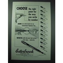 1953 Esterbrook Pen Ad - Choose The Right Point