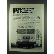 1973 Liberty Mutual Insurance Ad - In a Parked Bus