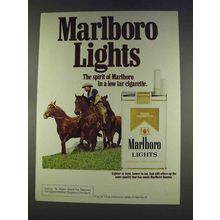 1977 Marlboro Lights Cigarettes Ad - Marlboro Man, Horses