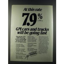 1986 GMAC Financing Ad - At this rate 7.9% GM cars and trucks will be going fast
