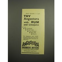 1948 Angostura Aromatic Bitters Ad - Try Angostura with Rum and Limejuice