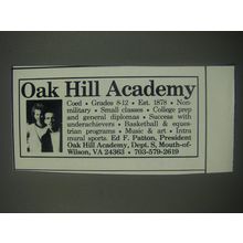 1991 Oak Hill Academy Advertisement