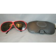 RARE 1980's ALPINA AERO RED AVIATOR SUNGLASSES West GERMANY WITH CASE NMINT