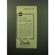 1950 Hotel Drake Advertisement - New York's most notable hotel