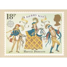 A Merry May Folk Morris Dancers Folklore Dance Rare PHQ Postcard