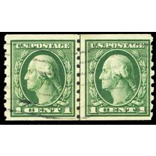 412, Used 1¢ VF Scarce Coil Line Pair Perf 8 1/c - Stuart Katz