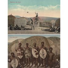 Sports At The Kraal Zulu Warriors South Africa 2x Old Postcard s