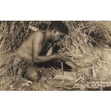 Australian Aborigine Making Fire Rare Antique Real Photo Postcard
