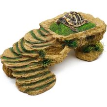 MINYULUA Turtle Basking Platform Reptile Terrarium Hideout Tortoise Resin Rock H