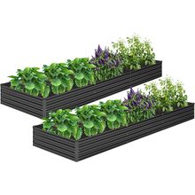 MGNO 2Pcs 10X3X1Ft Galvanized Raised Garden Bed-Outdoor Planter Box for Vegetabl