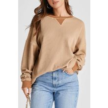 Smoke Gray Thermal Pullover Loose Sweatshirt