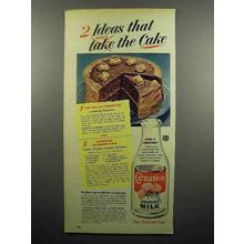 1951 Carnation Evaporated Milk Ad - Make The Cake