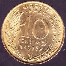 1977 France 10 Centimes Coin