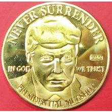 Donald Trump Mug Shot. Challenge Coin. 1.50" Gold Tone. 73b.