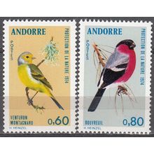 Andorre Français 1974 Michel 261 - 262 Neuf ** Cote (2008) 9.00 € Oiseaux