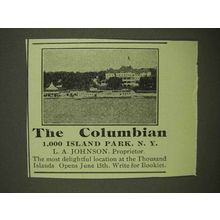 1909 The Columbian Resort Ad - 1,000 Island Park