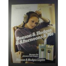1980 Benson & Hedges Lights Cigarettes Ad - Afternoons