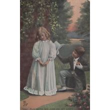 Come Fly With Me Marriage Proposal Young Groom Wedding Suit Antique Postcard