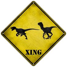 Dinosaur 8" Metal Sign caution aluminum xing road traffic crossing