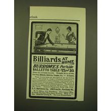 1902 Burrowes Portable Balletto Table Ad - Billiards at home