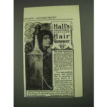 1908 Hall's Vegetable Sicilian Hair Renewer Ad