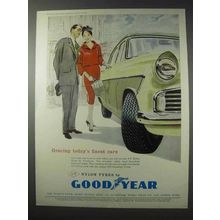 1958 Goodyear 3-T Nylon Tyres Ad - Gracing Finest Cars