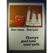 1969 Viceroy Cigarettes Ad - Never Misses Never Quits