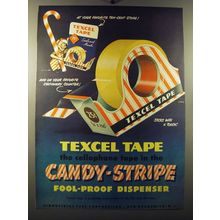 1949 Texcel Tape Ad - Texcel Tape the cellophane tape in the Candy-Stripe