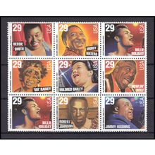 2854-2861 29c Blues Singers Very Fine MNH Blk of 9 L01763