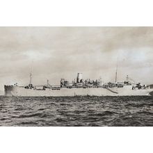 HMS Arawa War Ship at Anchor Tristan Da Cunha RPC Postcard