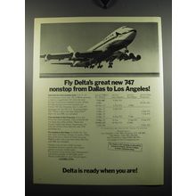1971 Delta Airlines Ad - Fly Delta's great new 747 nonstop